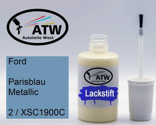 Ford, Parisblau Metallic, 2 / XSC1900C: 20ml Lackstift, von ATW Autoteile West.